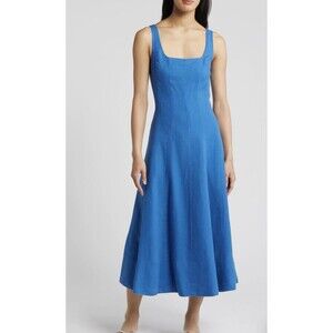 NWT Lilly Pulitzer Calina Linen Midi Dress Barton Blue Sz 8 Retail $278